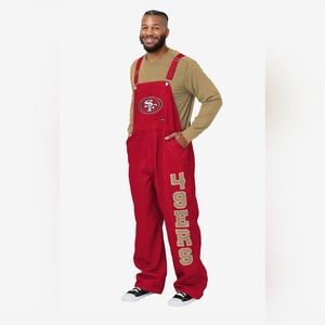 NEW Foco San Francisco 49ers Solid Wordmark Bib Overalls Mens Large